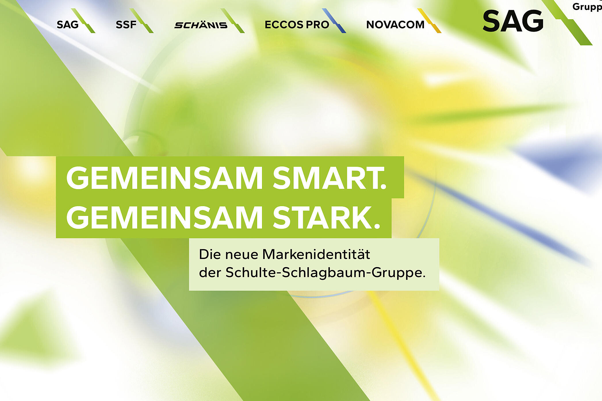 Deckblatt SAG-Gruppe Neue Marketingidentität mit dem Titel Gemeinsam smart, Gemeinsam Stark. 